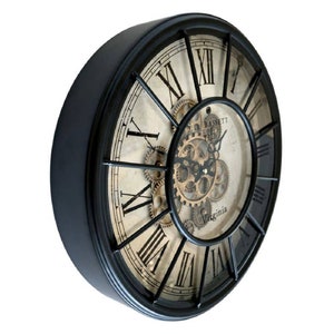 Large wall clock vintage rotating gears quiet XXL living room glass wall clocks without ticking noises image 2