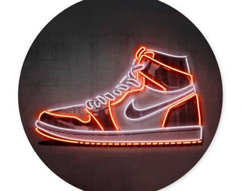 Nike Sneaker Poster Rund Basketball Wandbild Leuchtschild-Optik ohne Bilderrahmen