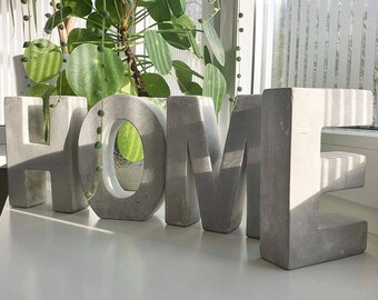 Beton Schriftzug HOME große Deko Buchstaben Vintage Betongrau