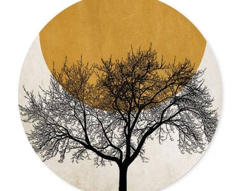 Affiche ronde arbre de vie matin d'hiver affiche murale sans cadre photo
