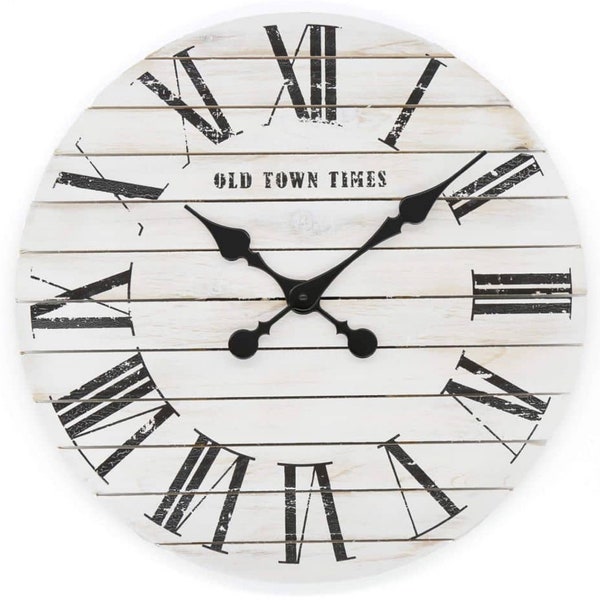 45 cm grande horloge murale maison de campagne Boho horloge décorative vintage sans tic-tac XL Shabby Chic horloges murales rétro en bois