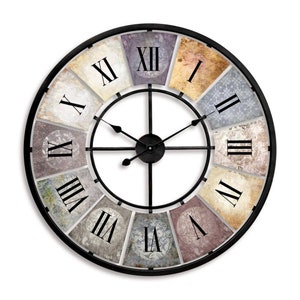 Reloj de pared de metal XXL Reloj de metal vintage urbano sin tictac 50 cm