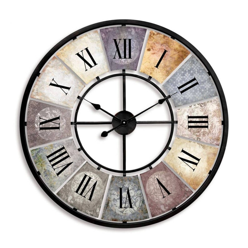 Horloge murale métal XXL horloge métal vintage urbaine sans bruits de tic-tac 50 cm