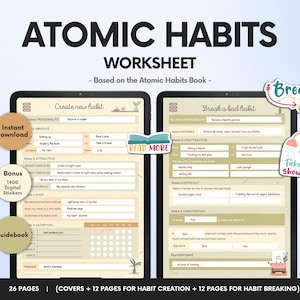 Atomic Habit Planner: Digital Worksheet, Roadmap & Stickers (PDF Download A4 Size)