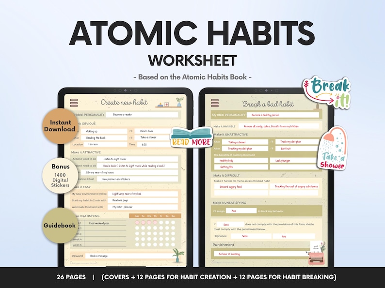 Atomic Habit Planner GoodNotes Planner Worksheet Template