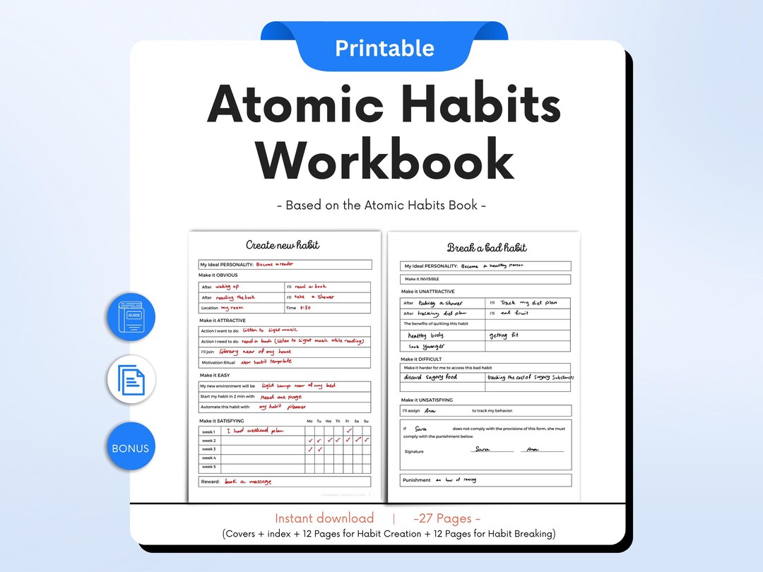 Atomic Habits Workbook Atomic Habit Tracker Printable Habits Workbook Atomic Habits Workbook Atomic Habit Tracker Printable Habits Workbook