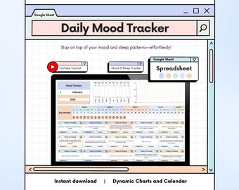 Hoja de cálculo para el seguimiento diario del estado de ánimo: Plantilla de Google Sheets (Descarga digital)