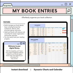 Digital Book Tracker & Reading List, Google Sheets Reading Journal ...