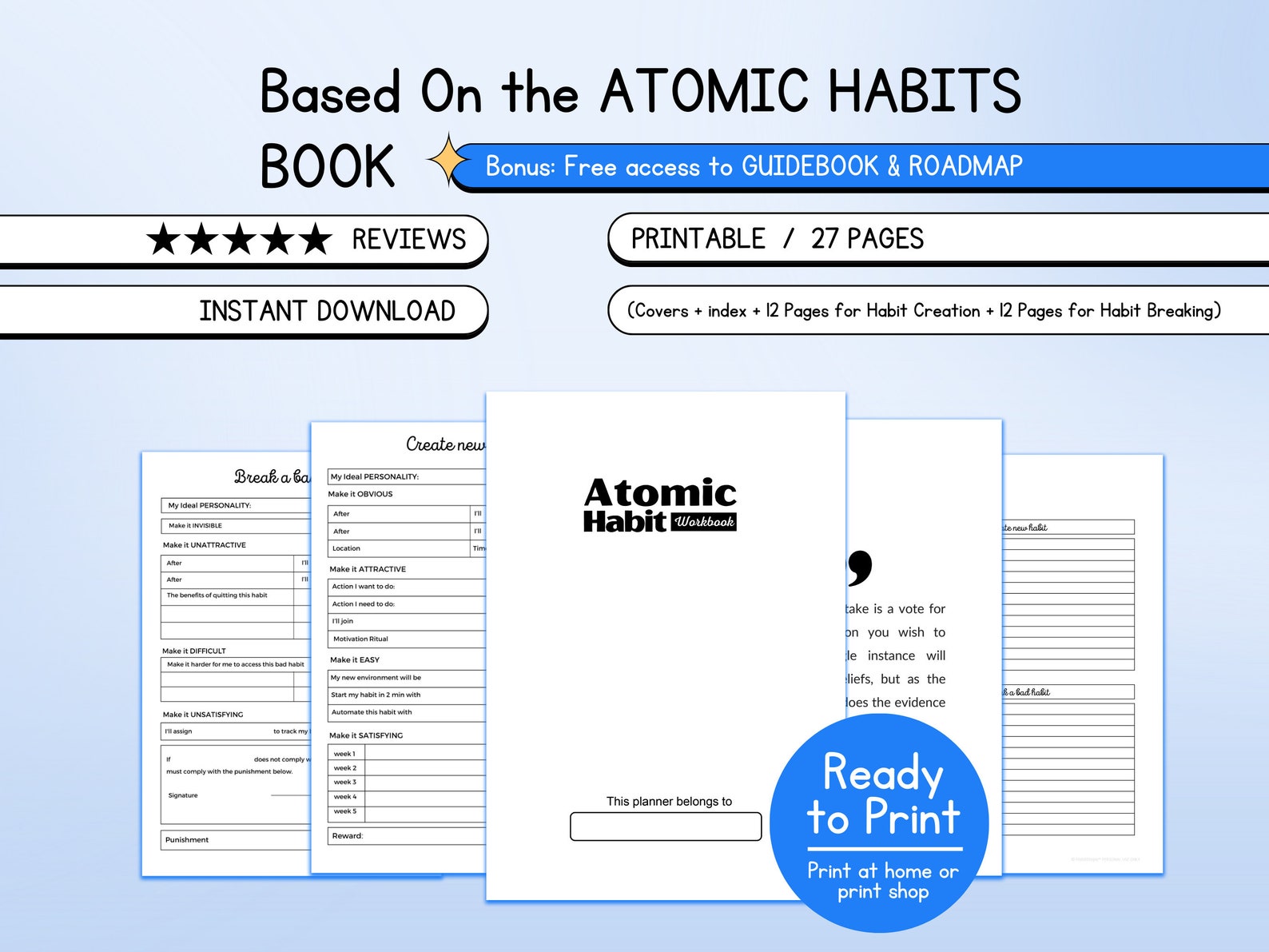 Atomic Habits Workbook, Atomic Habit Tracker, Printable Habits Workbook ...