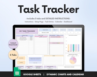 Gestionnaire des tâches Google Sheets : suivi quotidien, hebdomadaire, mensuel (téléchargement numérique)