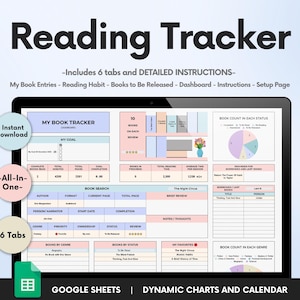 Book Tracker & Reading List on Google Sheets, Personal Digital Library, Reading Journal Spreadsheet, Book Lovers Gift, Book Collection Log