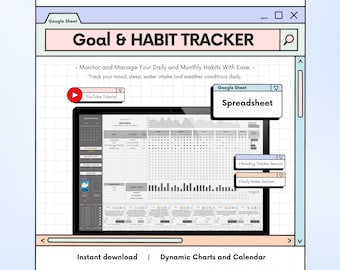 Customizable Habit Tracker Spreadsheet for Google Sheets (Digital Download)