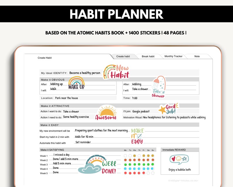 Atomic Habits Digital Planner Create Good Habit Notability Etsy