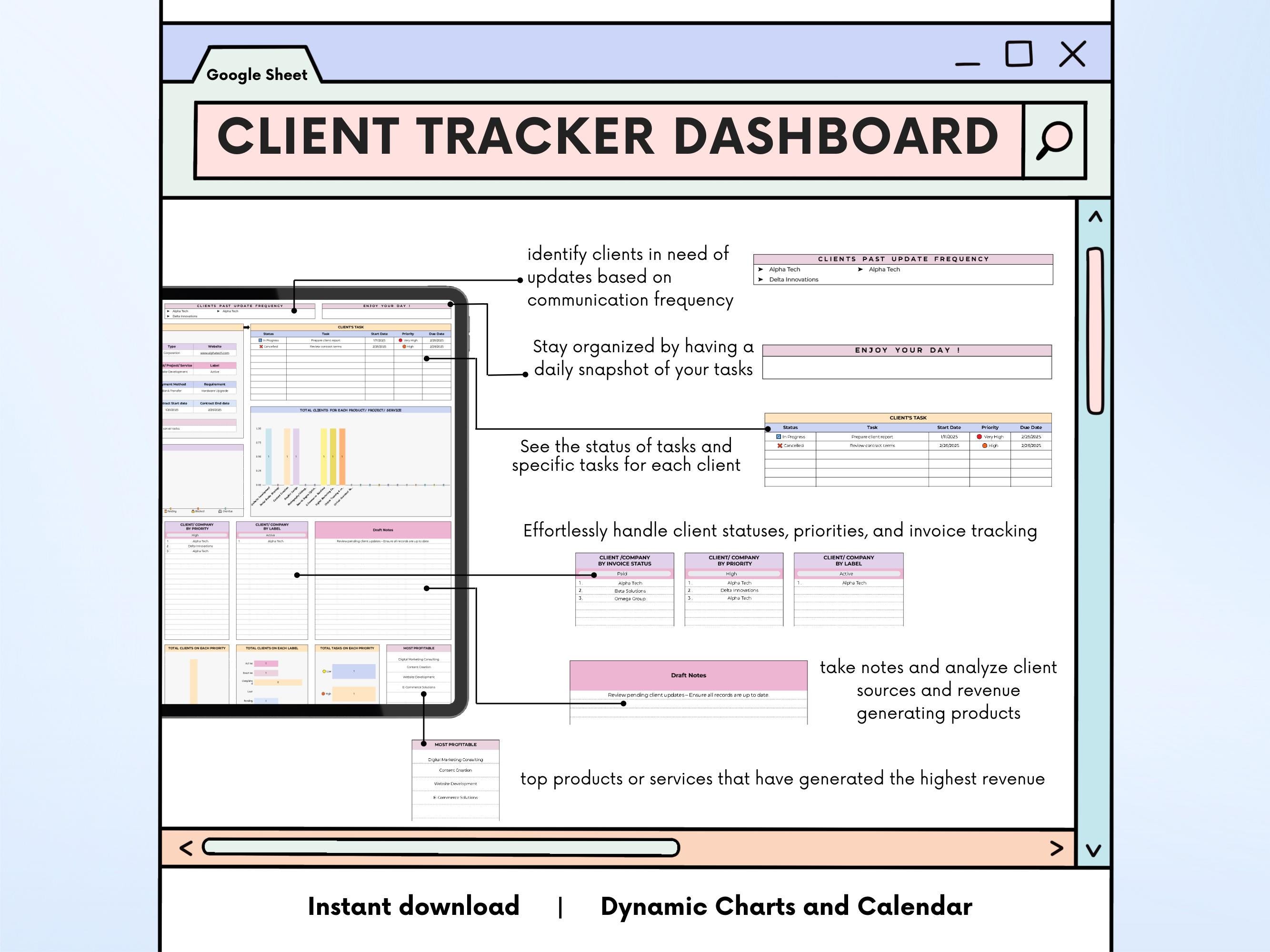 Client Tracking Spreadsheet: Small Business Google Sheets Template ...