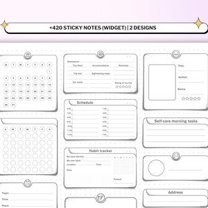 Black and White Sticky Note Insert for Planner, Shape Widget Insert ...