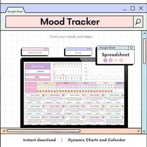 Daily Mood Tracker Google Sheet: Emotion Chart Template (Digital Download)