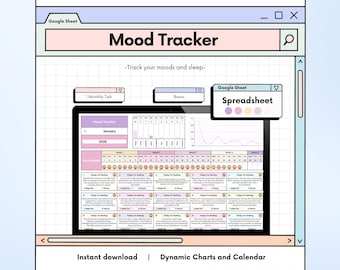 Hoja de cálculo de Google para el seguimiento diario del estado de ánimo: Plantilla de gráfico de emociones (Descarga digital)