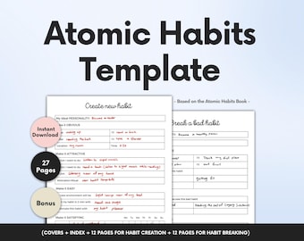Atomic Habits Template: Habit Tracker & Guidebook (PDF Pattern A4 Size)