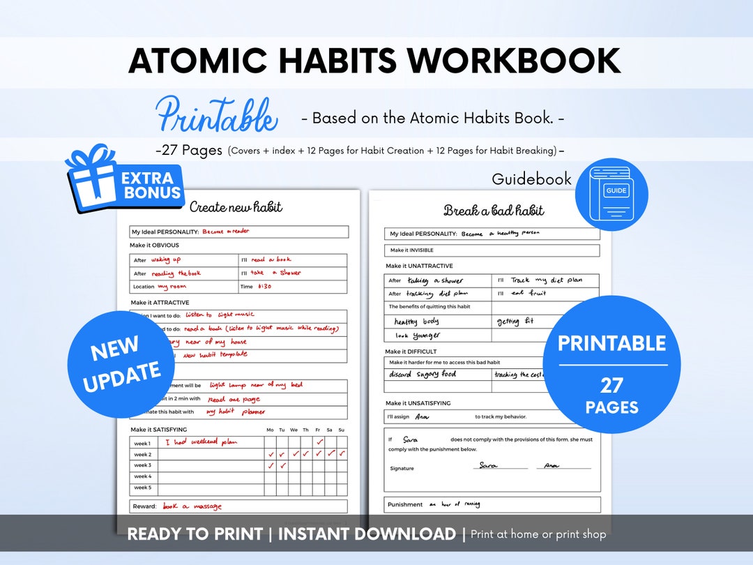 Atomic Habits Workbook, Atomic Habit Tracker, Printable Habits Workbook ...