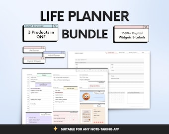 All in One LIFE Planner, Digital GoodNotes All in One Tracker, iPad Planner Daily Digital Planner Template Bundle