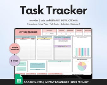 Task Tracker Google Sheets Template: Productivity Planner (Digital Download)