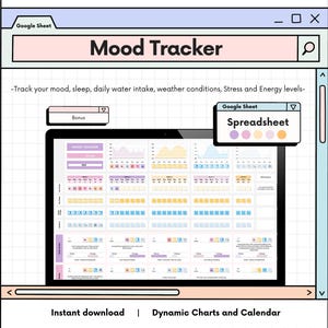 DAILY MOOD TRACKER Google-spreadsheet, stemmingsdagboek Google-spreadsheet, spreadsheet met gevoelens en emoties