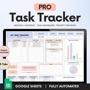PRO TASK TRACKER To Do List Template Daily Tasks Spreadsheet Recurring Tasks Productivity Planner ToDo List Project Management Google Sheets