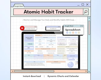 Atomic Habit Tracker: Google Sheets Goal Planner (Digital Download)