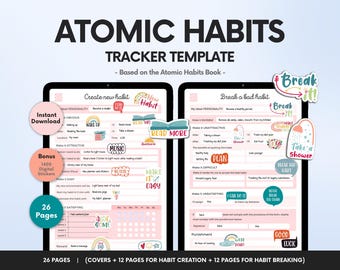 ATOMIC HABITS WORKBOOK, Habit Formation Worksheets. Pink Habit Planner