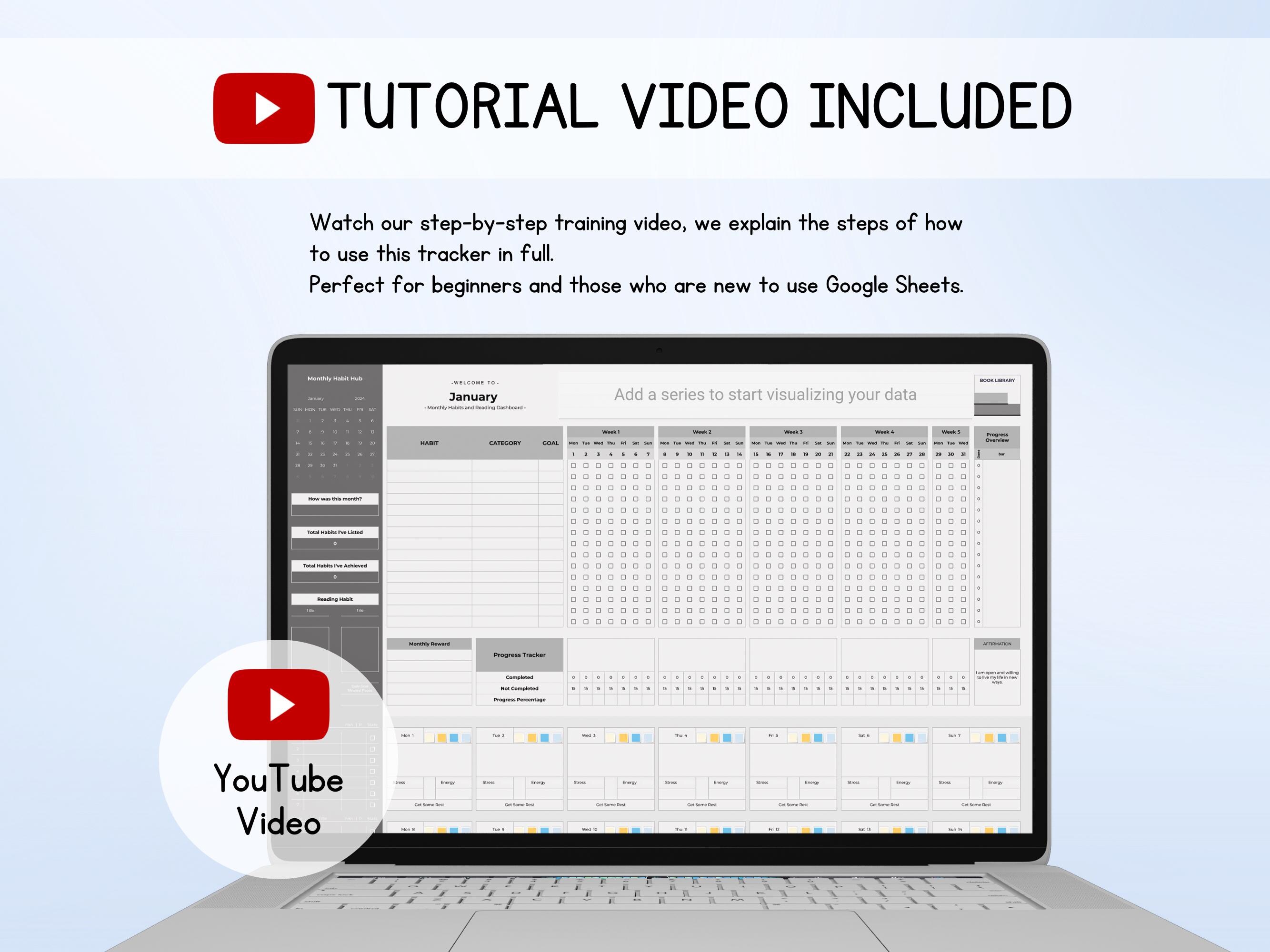 Customizable Habit Tracker Spreadsheet for Google Sheets (digital ...
