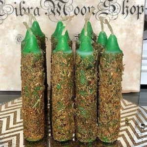 Set of 2 Green Money Spell Candles Money Magnet Candle Money Come To Me Herb Dressed Candle Hoodoo Spell Candle Money Spell image 2