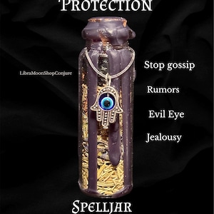 Protection Spell Jar for Evil Eye | Stop Gossip and Jealousy | Witchcraft Altar Decor | Spiritual Gift | Handcrafted Bestseller Conjure Jar image 5