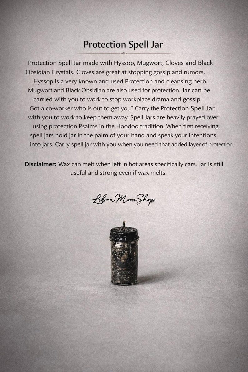 Protection Spell Jar for Evil Eye | Stop Gossip and Jealousy | Witchcraft Altar Decor | Spiritual Gift | Handcrafted Bestseller Conjure Jar image 3