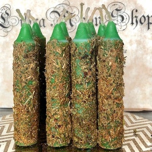 Set of 2 Green Money Spell Candles Money Magnet Candle Money Come To Me Herb Dressed Candle Hoodoo Spell Candle Money Spell image 7