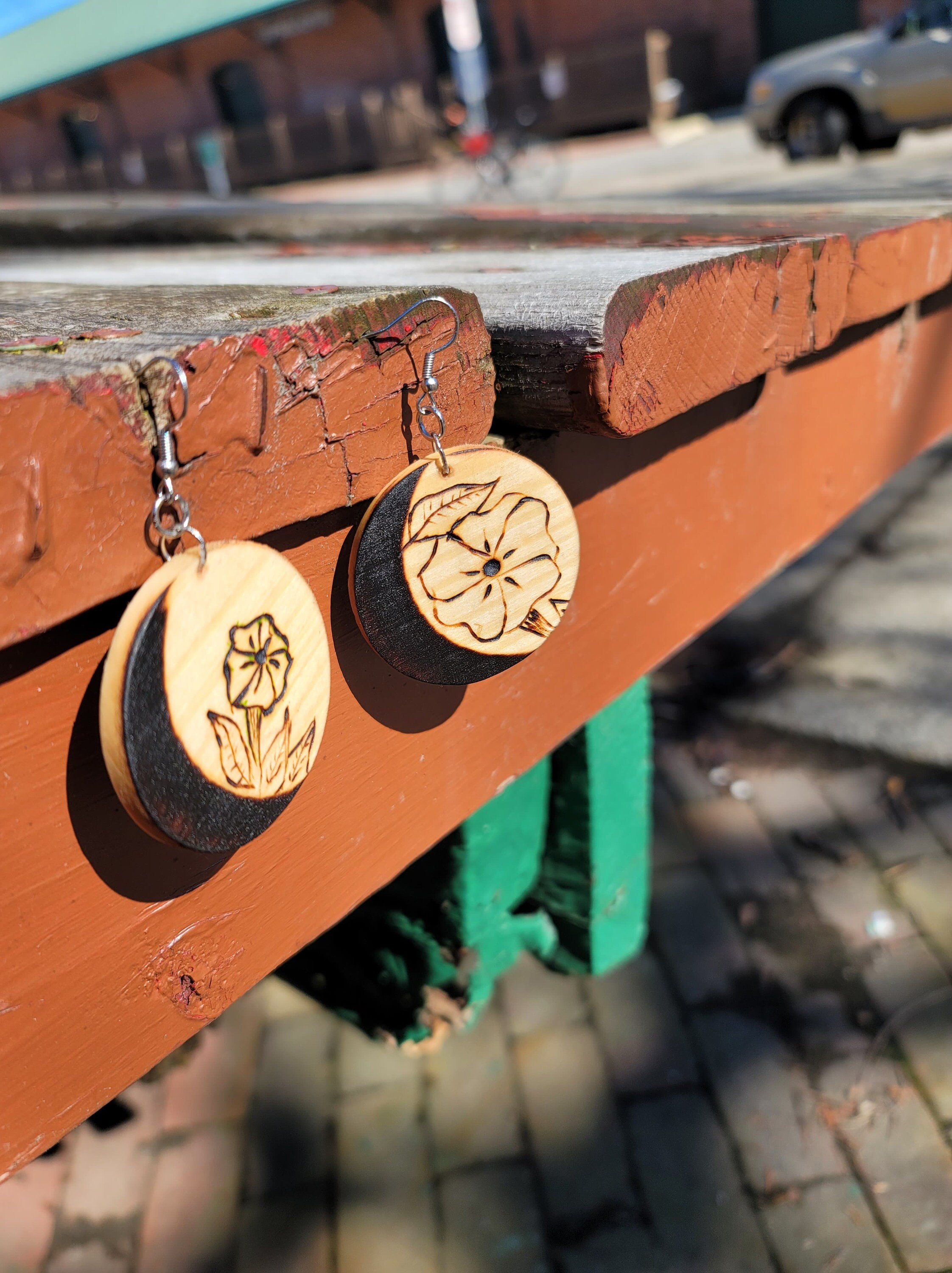 Moonflower on Basswood Circle 1.75 Inch Etsy