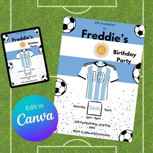 Editable Messi Football birthday party invitation - Boys or girls messi football party invite - digital download