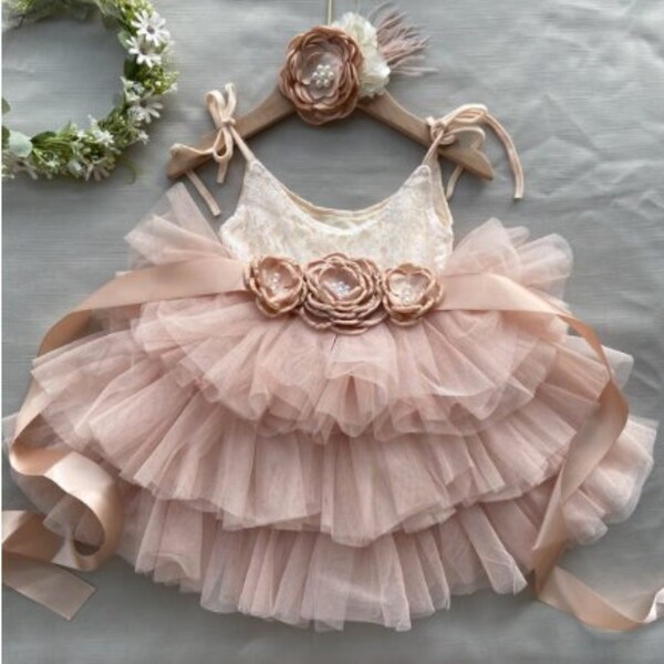 Champagne Flower Girl Dress Etsy
