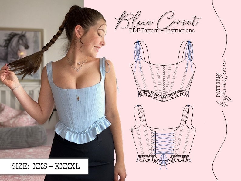 Korsett Top Sweetheart Bustier Pdf Schnittmuster Größen XS-2XL US