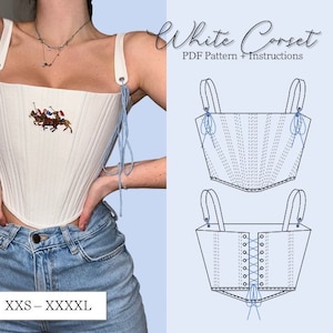 REWORKED White Corset Pattern Size XXS-XXXXL (eu 32-48) - Instant Download A4 pdf Pattern (Instant Download Sewing Pattern)