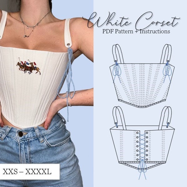 REWORKED White Corset Pattern Size XXS-XXXXL (eu 32-48) - Instant Download A4 pdf Pattern (Instant Download Sewing Pattern)