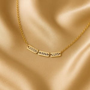 Collar con nombre personalizado y múltiples barras, collar grabado personalizado para familia, regalo de joyería con nombre en oro y plata, delicado colgante de barra.
