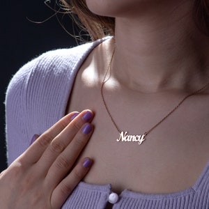 Sterling Silver Name Necklace, 18k Gold Plated Name Necklace,Elegant Necklace, Customized Necklace, Handmade Necklace, Mother&#39;s Day Gift,