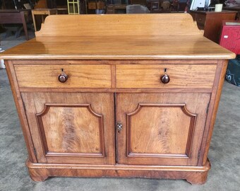 Antique Victorian mahogany small sideboard cupboard drawers server