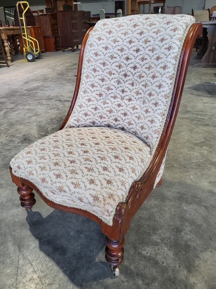 Antique Victorian Serpentine Bedroom Bathroom Nursing Chair Carved Legs Castors Etsy