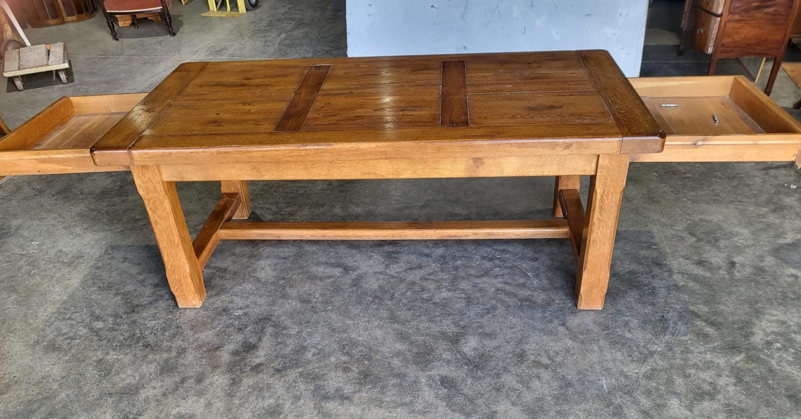 Oak Rectangular Refectory Dining Table 2 Drawers Seat 8 - Etsy UK