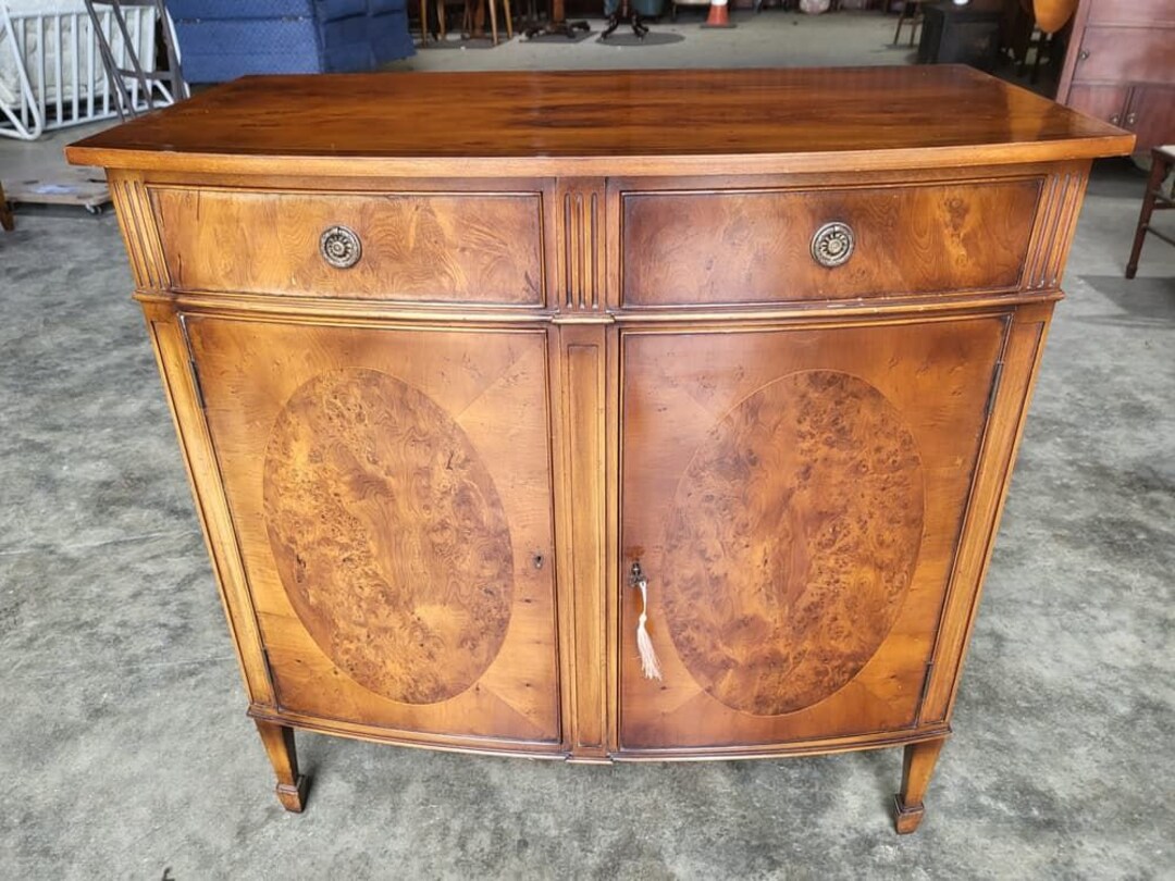Antique Repro Yew Bow Front Sideboard Cupboard Legs Etsy