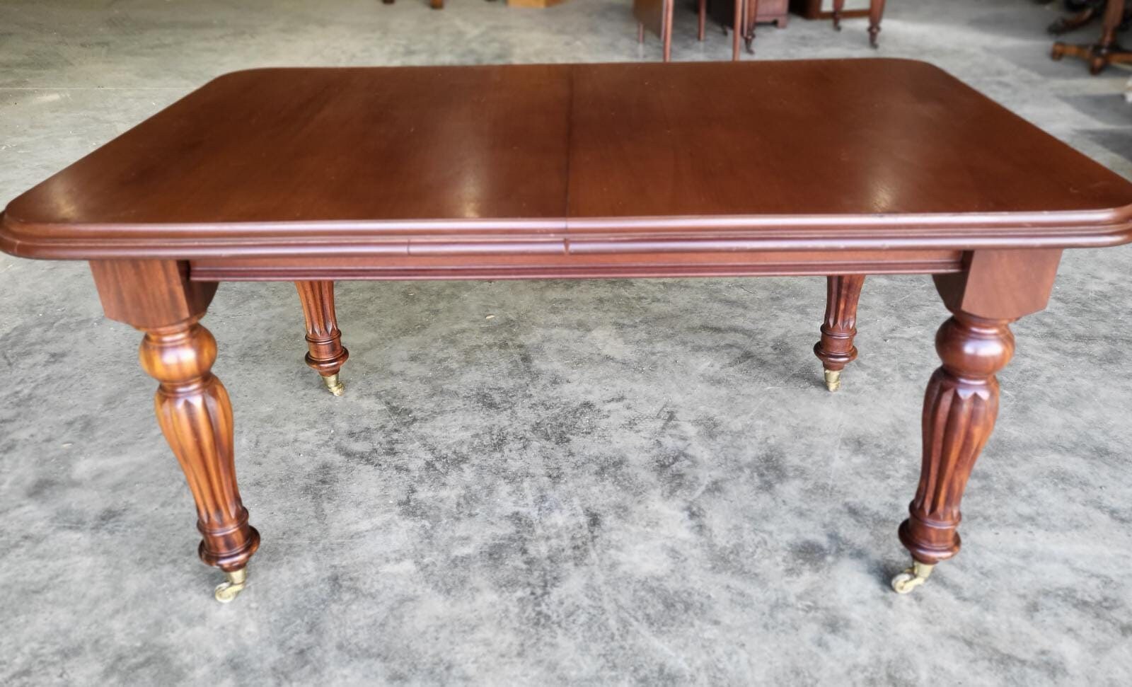 Antique Victorian Repro Mahogany Dining Table Fluted Legs Brass Castors Kitchen Dining Room Etsy