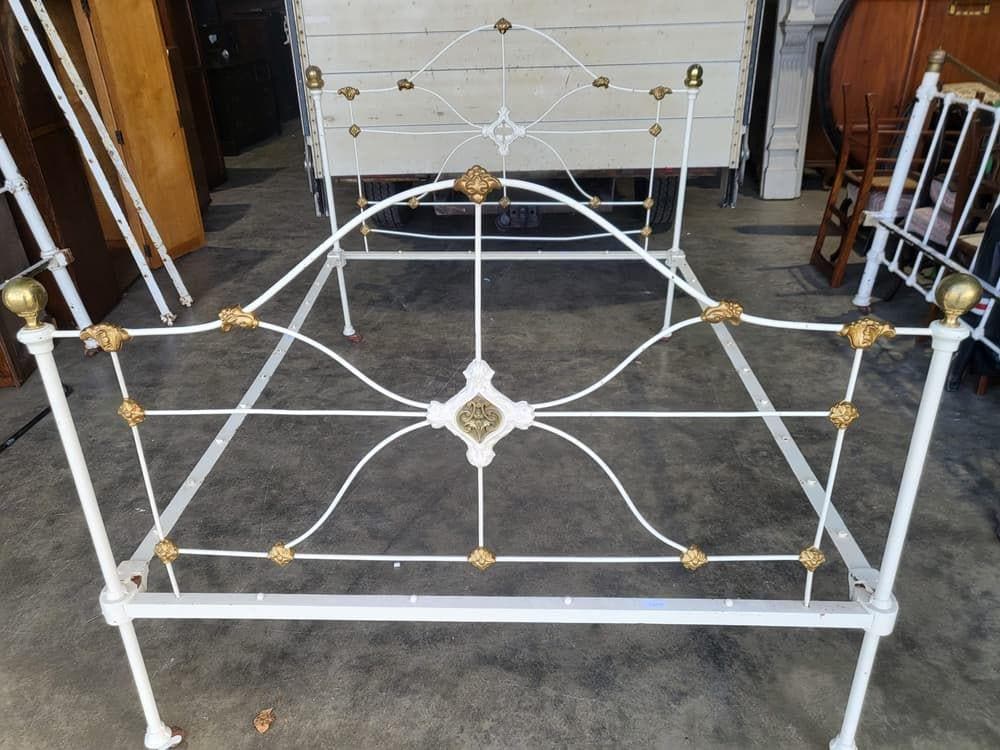 Antique Victorian Cast Iron Double Bed Frame