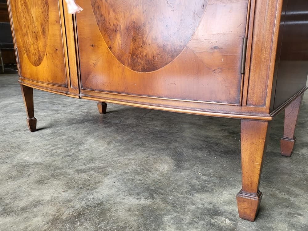 Antique Repro Yew Bow Front Sideboard Cupboard Legs Etsy