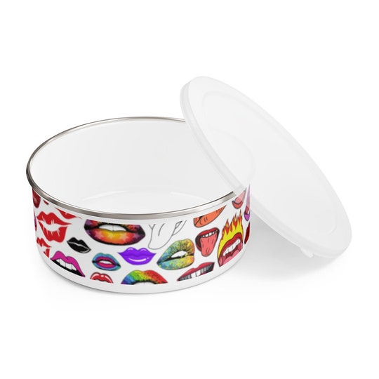 KISS MOUTH LIPS Rhps Inspired Enamel Bowl